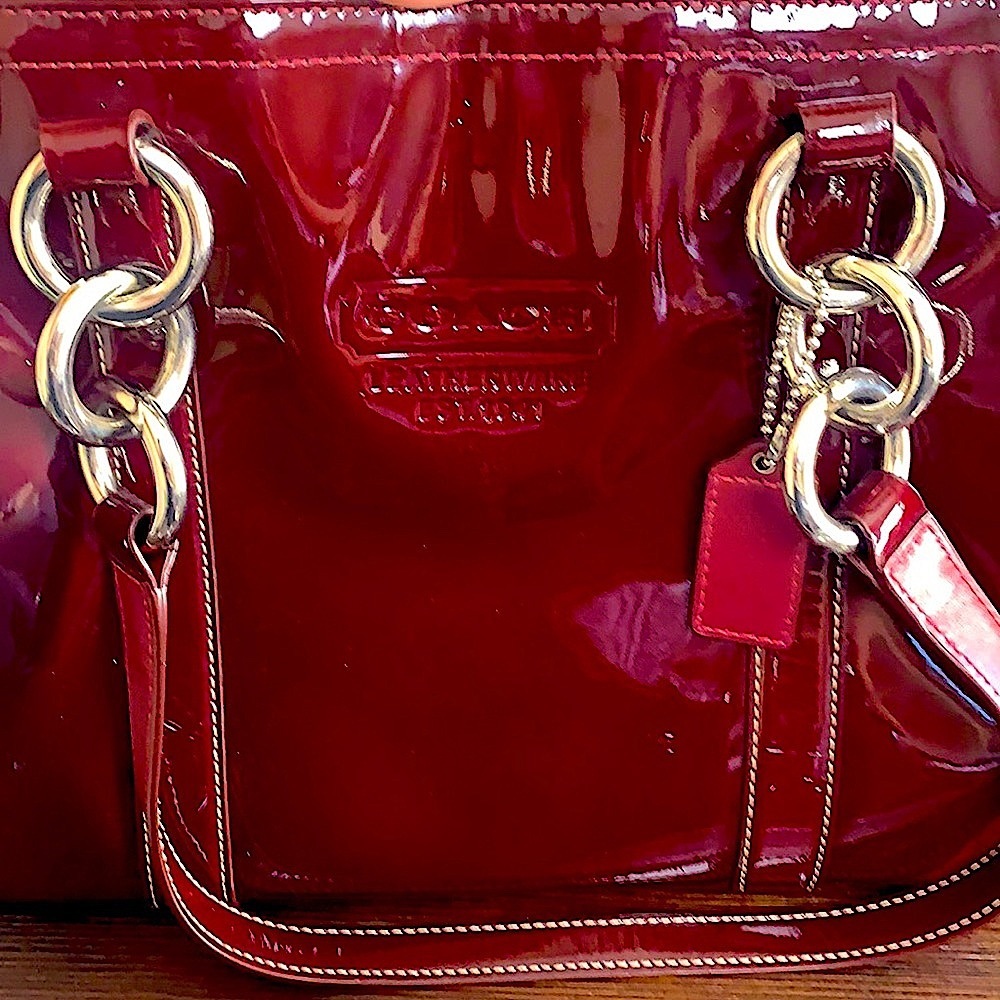 COACH | Paten Leather | Wine Burgundy | Tote Handbag with Dust Bag | F12838